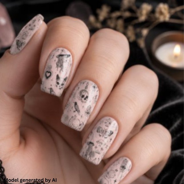 pink witchy pattern  minx nail art (Creator Uploaded)