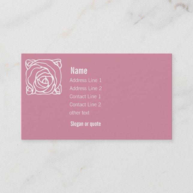 Pink with Art Nouveau Rose Business Card (Front)