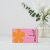 Pink with Big Orange Flower Business Cards (Standing Front)