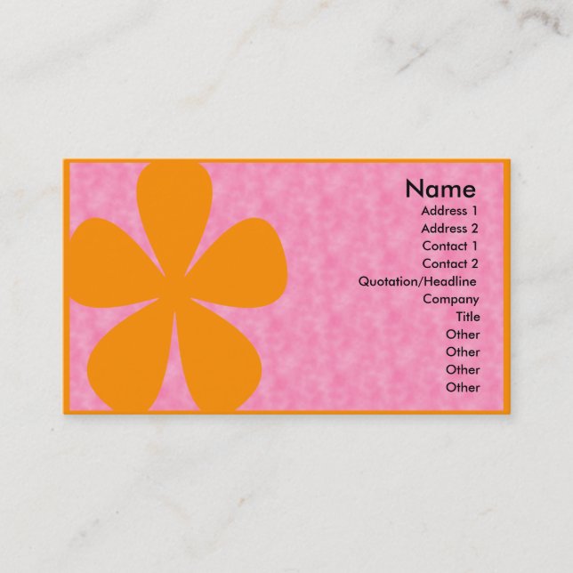 Pink with Big Orange Flower Business Cards (Front)