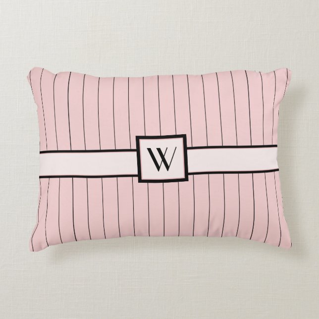 Pink with Black Pinstripes Accent Pillow (Front)