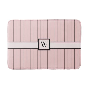 Pink with Black Pinstripes Bath Mat