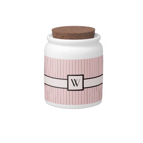 Pink with Black Pinstripes Candy Jar