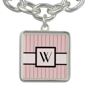 Pink with Black Pinstripes Charm Bracelet