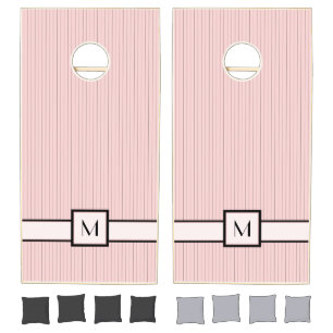Pink with Black Pinstripes Cornhole Set