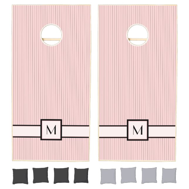 Pink with Black Pinstripes Cornhole Set (Set)