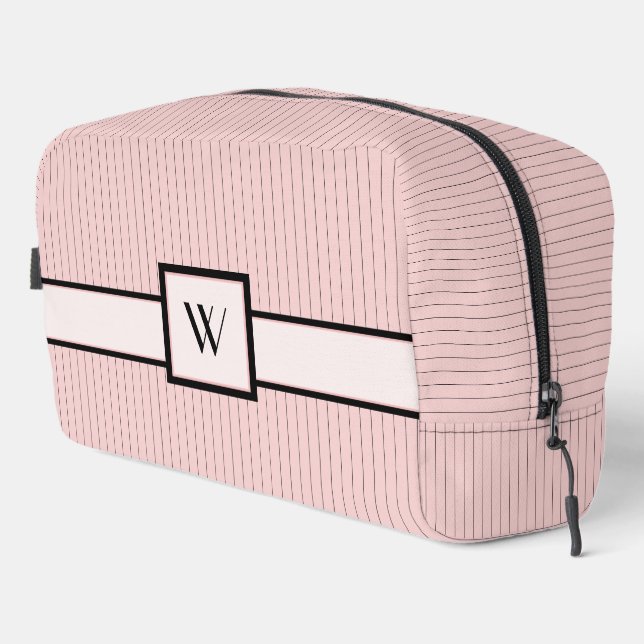 Pink with Black Pinstripes Dopp Kit (Right Corner)