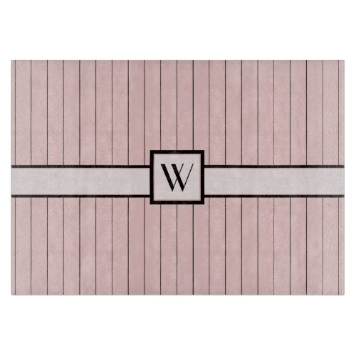 Pink with Black Pinstripes Glass Cutting Board