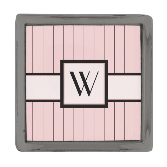 Pink with Black Pinstripes Lapel Pin (Front)