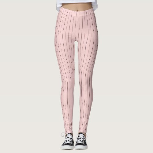 Pink with Black Pinstripes Leggings