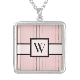Pink with Black Pinstripes Necklace