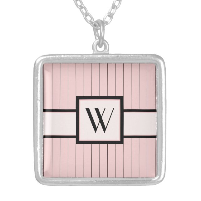 Pink with Black Pinstripes Necklace (Front)