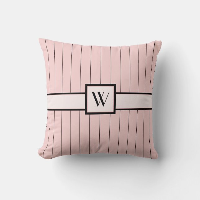 Pink with Black Pinstripes Pillow (Front)