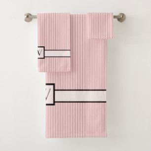 Pink with Black Pinstripes Towel Set