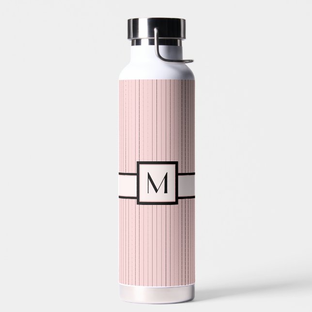 Pink with Black Pinstripes Water Bottle (Left)