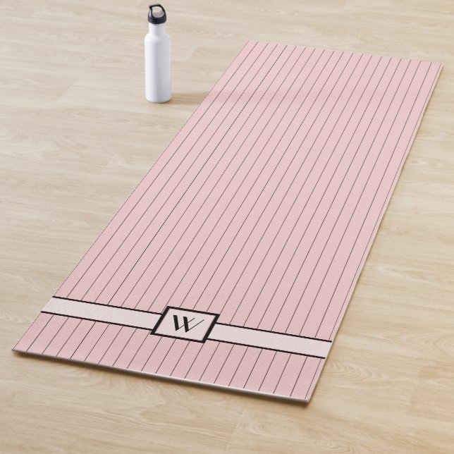 Pink with Black Pinstripes Yoga Mat (In Situ)