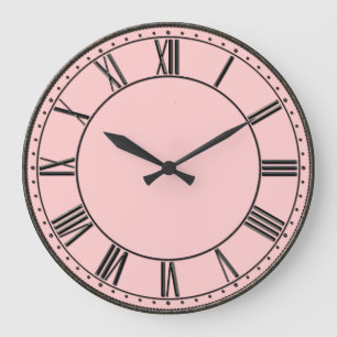 Pink with Black Vintage Roman Numeral Large Clock