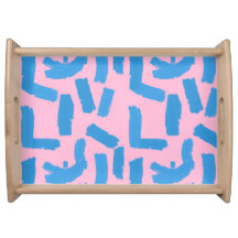 Pink with Blue Brushstroke Pattern 
