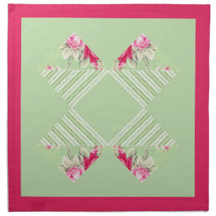 Pink With Faux Patchwork Cloth Napkin