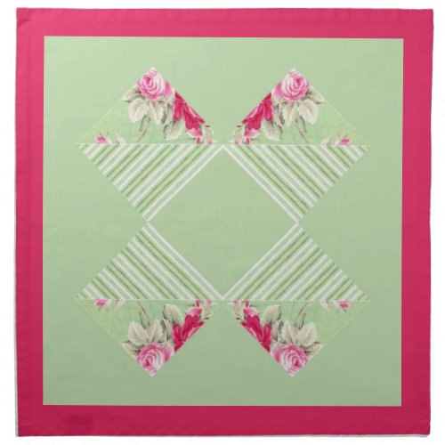 Pink With Faux Patchwork Cloth Napkin