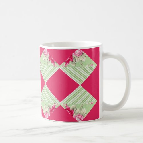 Pink With Faux Patchwork Mug