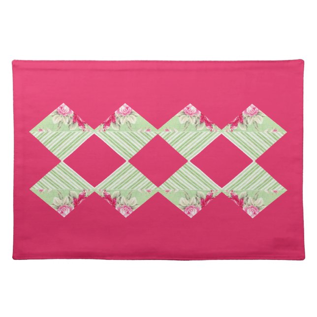 Pink With Faux Patchwork Placemat (Front)