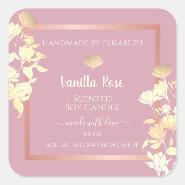 Pink with Flowers Product Packaging Labels Floral (Front)