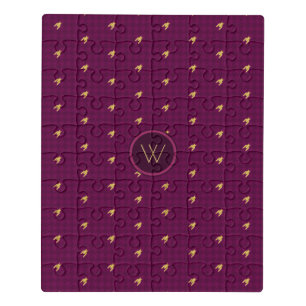 Pink with Gold Accent Houndstooth Acrylic Puzzle