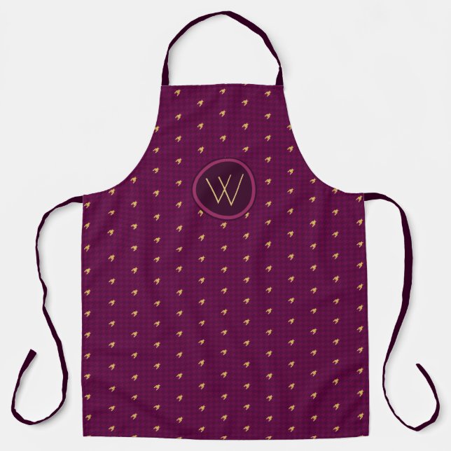 Pink with Gold Accent Houndstooth Apron (Front)