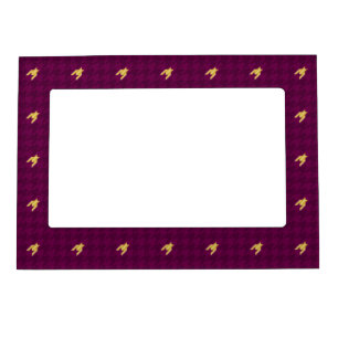 Pink with Gold Accent Houndstooth Magnetic Frame