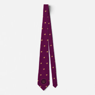 Pink with Gold Accent Houndstooth Men's Neck Tie