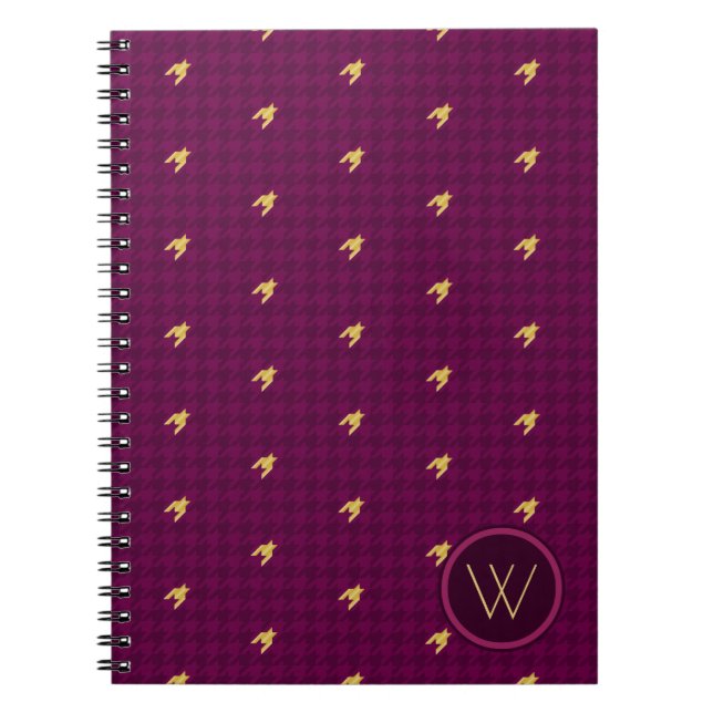 Pink with Gold Accent Houndstooth Notebook (Front)
