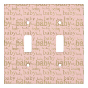 PINK WITH GOLD BABY SAYING LIGHT SWITCH COVER