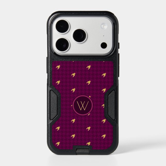 Pink with Gold Houndstooth Otterbox Phone Case (Back)