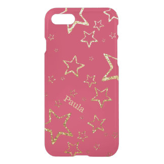 Pink with Golden Stars Personalized iPhone 7 Case