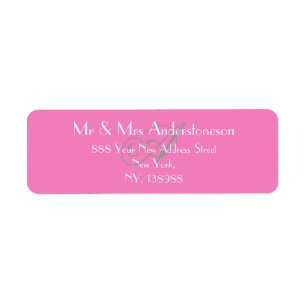 Pink with Gray Initial White Detail Return Address Label