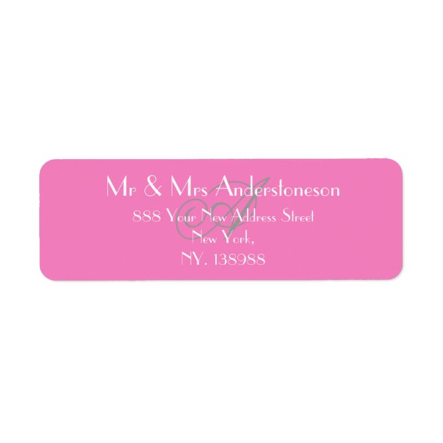 Pink with Gray Initial White Detail Return Address Label (Front)
