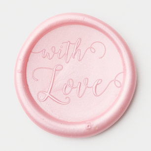 Pink "With Love" Elegant Wedding Wax Seal Sticker
