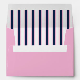 Pink with Navy Blue Striped Lining Envelope