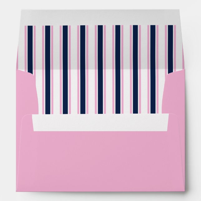 Pink with Navy Blue Striped Lining Envelope (Back (Bottom))