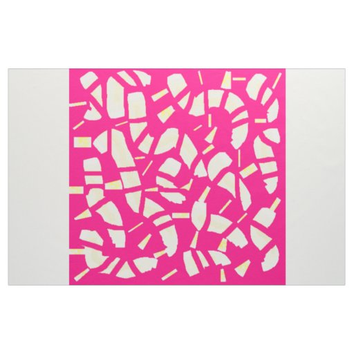 Pink with pale yellow large patterns fabric