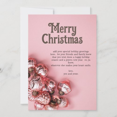 Pink With Pink Ornaments  Holiday Card