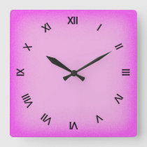 Pink with Roman Numerals Square Wall Clock