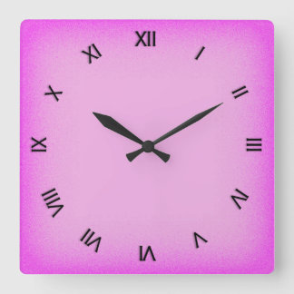 Pink with Roman Numerals Square Wall Clock