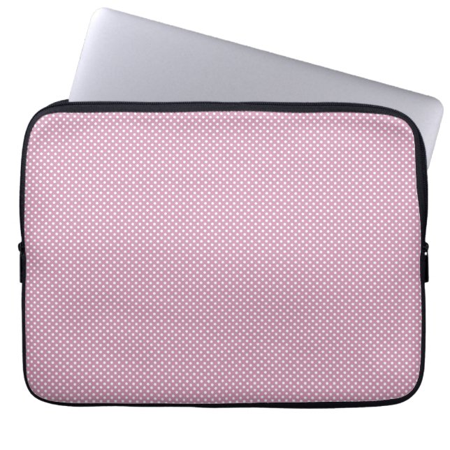 Pink With Simple White Dots Laptop Sleeve (Front)