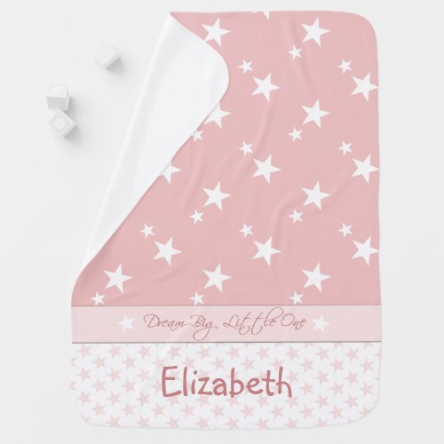 Pink with stars and a name swaddle blanket