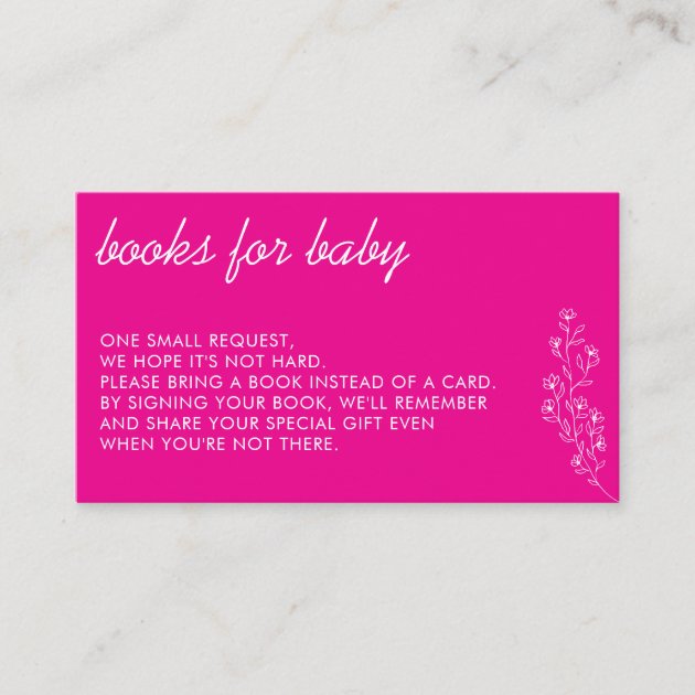 Pink with Tiny White Flowers “Books for Baby” Enclosure Card