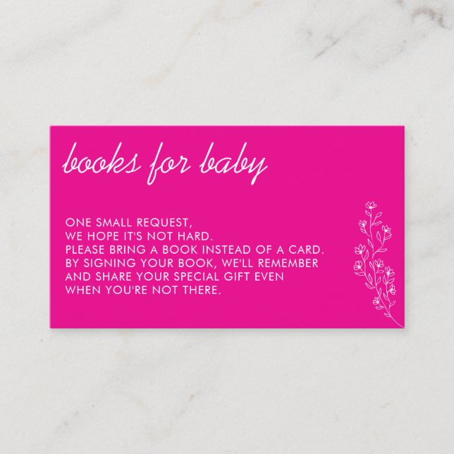 Pink with Tiny White Flowers "Books for Baby" Enclosure Card (Front)