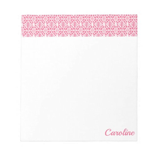 Pink With White Crochet Lace Pattern Notepad