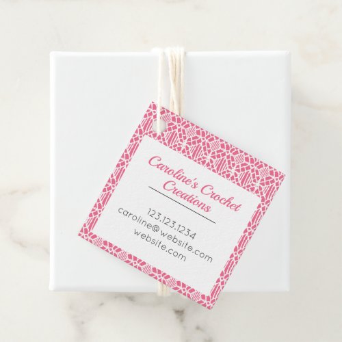 Pink With White Crochet Lace Pattern Tag